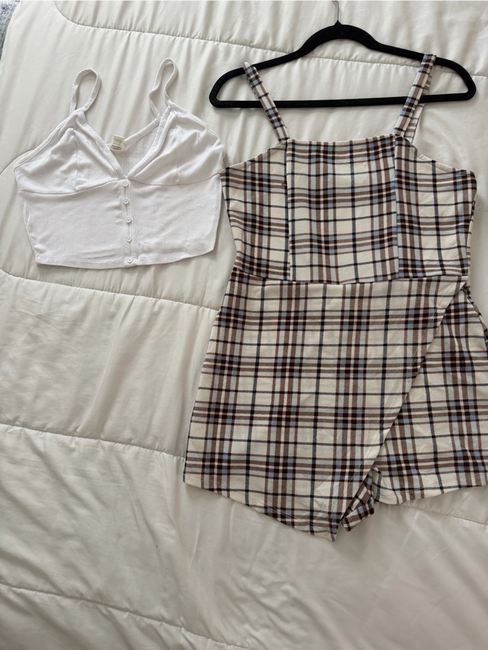 Bozzolo Plaid Wide-Leg Jumpsuit in Cream and Brown